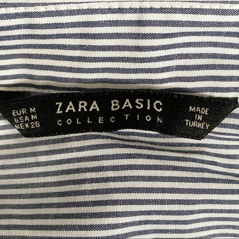 Zara Basic Lace Trim Pinstriped Button Down Shirt - image 3